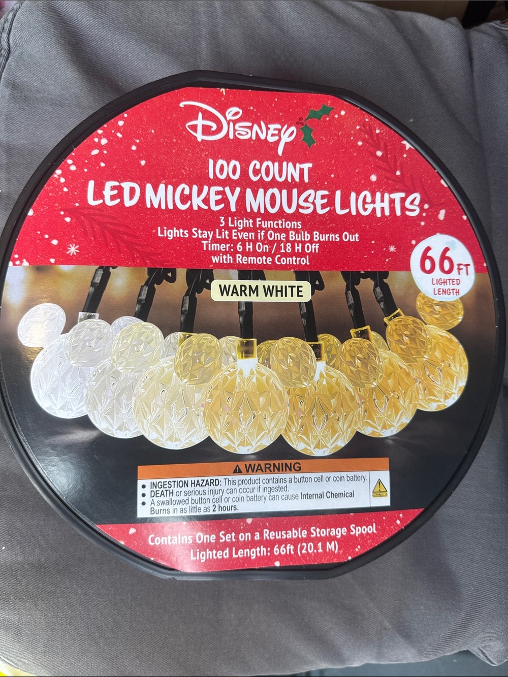 Disney Warm White LED Mickey Mouse Lights - 100 Count (66 ft)